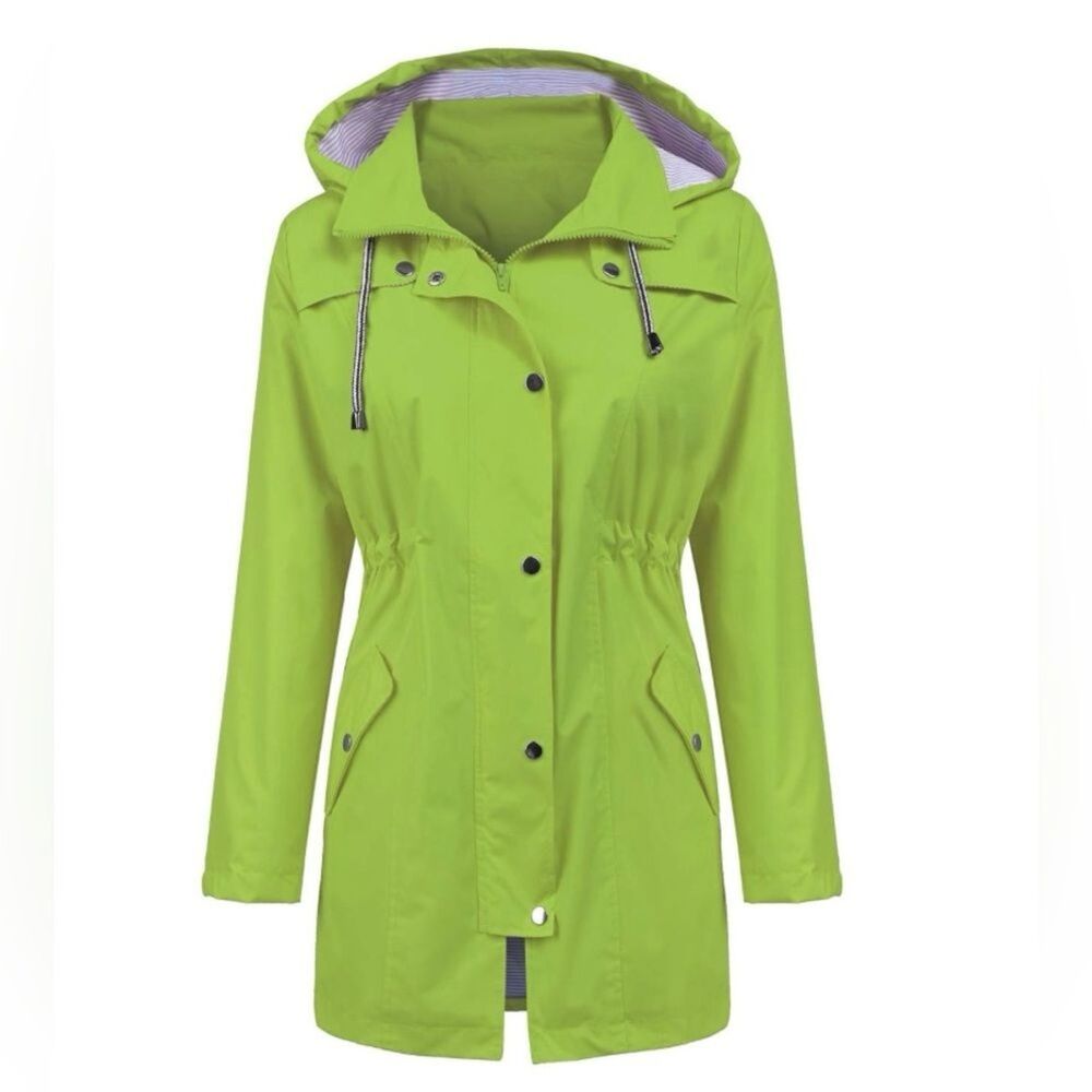 LOMON Raincoat Women Waterproof Long Hooded Trench Coats Lined Windbreaker S-sm